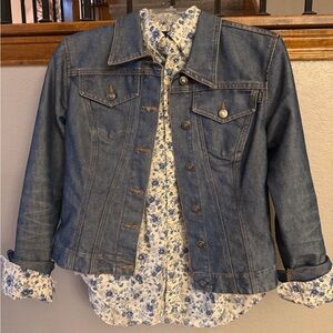 Denim Jacket with Floral Shirt
